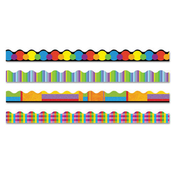 TREND® Terrific Trimmers Border Variety Set, 2.25" X 39", Bright On Black, Assorted Colors-designs, 48-set freeshipping - TVN Wholesale